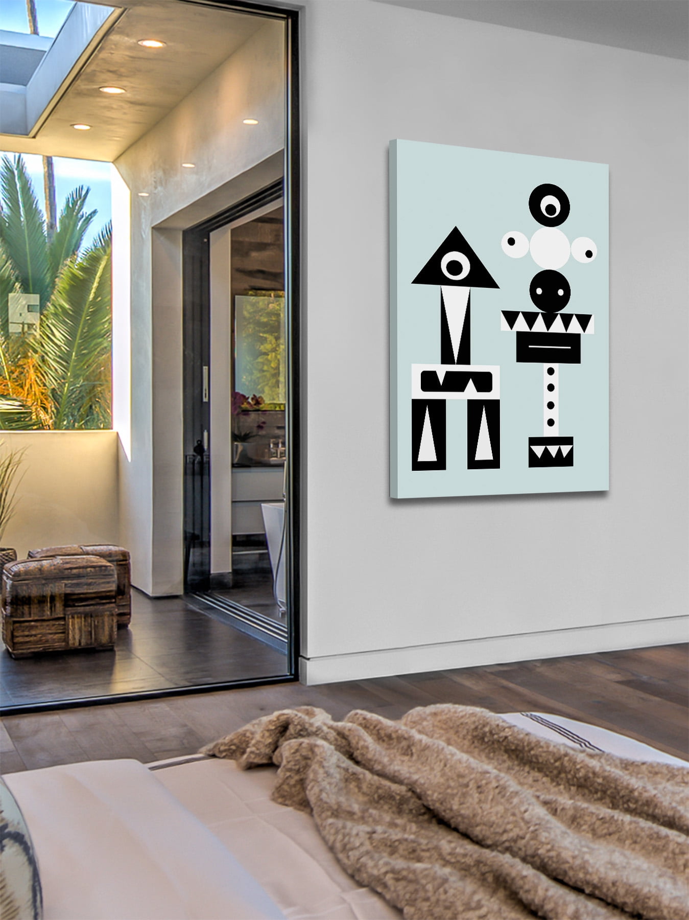 "One-Eyed Robots" Painting Print on Wrapped Canvas