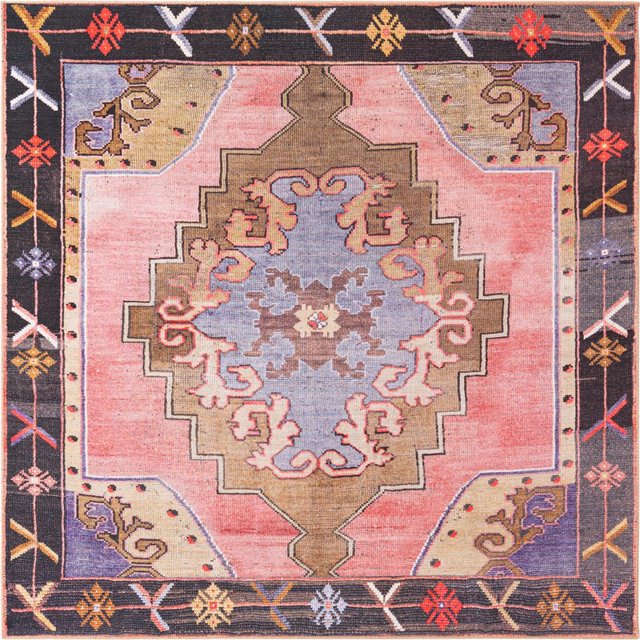Unique Loom Revival Tribal Bright Colors Rug 7' 6 x 7' 6 Square Pink/Brown