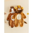 thumbnail image 3 of RUINIXCW Toddler Baby Lion/Horse Cosplsy Zip Front Plush Long Sleeve Hooded Jumpsuit, 3 of 8