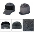 thumbnail image 4 of TELOLY GRNSHTS Winter Men Hat Knit Cable Visor Beanie with Fleece Lining Patchwork Stripe Newsboy Cap with Brim for Outdoor Sport (Grey), 4 of 10