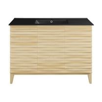 Cascade 48 in. Natural Oak Bathroom Vanity With Black Ceramic Sink Top