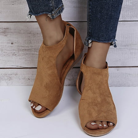 

Egmy Women Flat Shoes Hollow Wedge Heel Casual Large Size Sandals Shoes