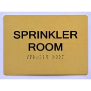 Sprinkler Room Sign- Gold(Aluminium, Gold/Black,Size 5x7) The Sensation line