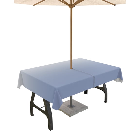Boanket Outdoor Tablecloth with Umbrella Hole for Patio/Picnic/Party/Camping, Ombre Grey Blue Waterproof Table Cloth Rectangle Table Cover Washable, Abstract Art 52"x 70"