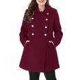 thumbnail image 3 of Agnes Orinda Women's Plus Size Winter Coats Double Breasted Peacoat Outerwear Jackets 4X Burgundy, 3 of 8
