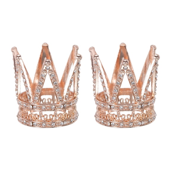 Crystal Ball Display Holder Crown Shaped Egg Stand 1.6 Inch Rose Gold 2Pcs