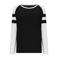 thumbnail image 4 of BiZtdJrK Color Block T Shirts for Women Plus Size Striped Raglan Long Sleeve Casual Shirt Lightweight Loose Baseball Tee Tops Black XL, 4 of 6