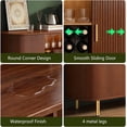 thumbnail image 4 of 55" Wine Bar Cabinet with Storage, Fluted Liquor & Coffee Bar Cabinet with Wine Rack and Glass Holder, Buffet Sideboard with LED Lights for Home Kitchen Living Dining Room (Walnut), 4 of 7