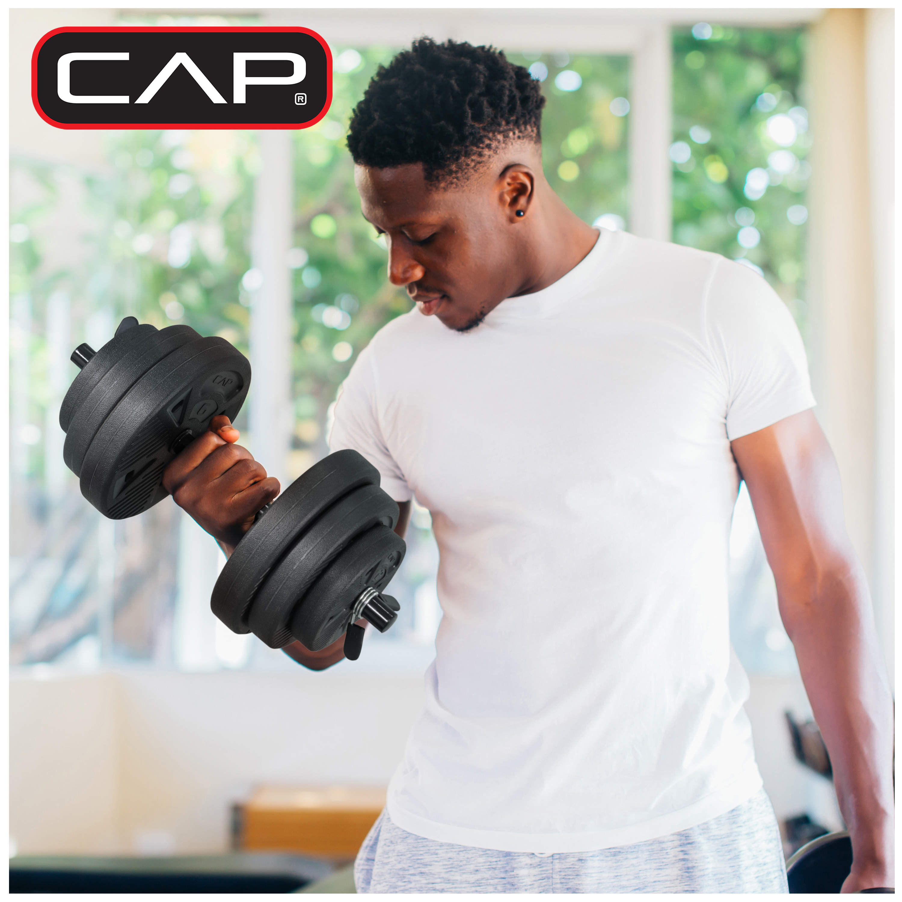 Cap Barbell 50 lb Adjustable Cement Dumbbell Set photo 6