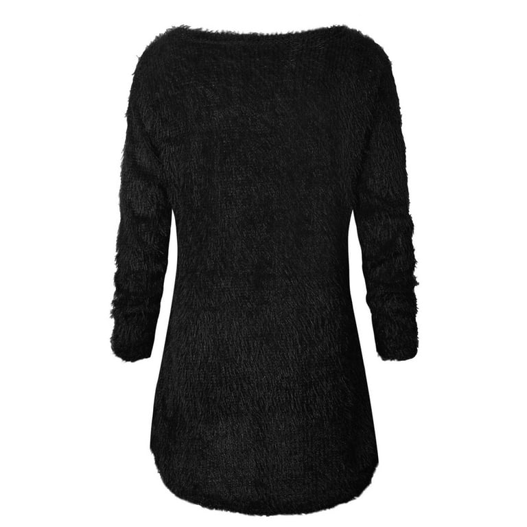 Ladies Fleece Tops Long Sleeve Sherpa Pile Pullover Fuzzy Fleece