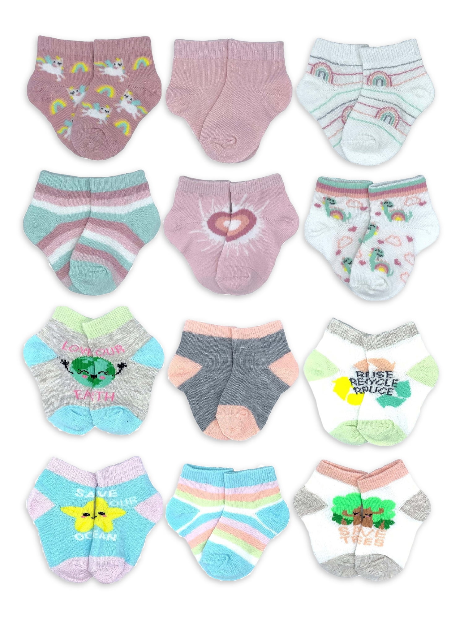 Wonder Nation Baby and Toddler Girl Quarter Socks, 18-Pack, Sizes 0M-5T