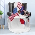 thumbnail image 4 of 4th of July Soft Flannel Fleece Throw Blanket, Patriotic American Breed Dog Celebrating with Flag Hat and Old Glory Dog Tag, Cozy Plush for Indoor and Outdoor Use, 60" x 80", Multicolor, by Ambesonne, 4 of 5