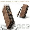 thumbnail image 6 of Feishell Durable 2-In-1 Magnetic Detachable Wallet Case for Samsung Galaxy S20 Ultra,for Women Men,Premium PU Leather Zipper Pocket Flip Multi Card Slots Purse Phone Case with Wrist Strap,Darkbrown, 6 of 9