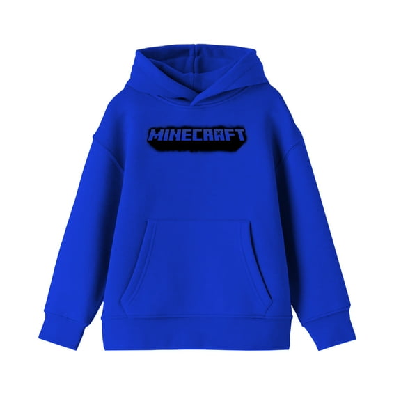 Minecraft Grunge Logo Youth Royal Blue Graphic Hoodie - S