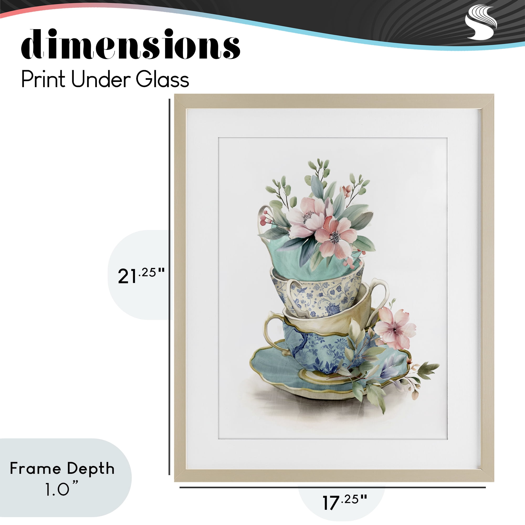 Stupell Industries Tea Cup Chinoiserie Blossoms Birch Framed Print Under Glass, design by Kim Allen