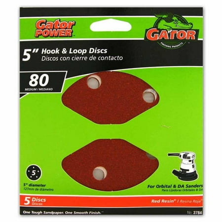 

1 PC-Gator 3784 Aluminum Oxide 5-Hole Hook & Loop Sanding Disc 80-Grit 5 5-Pack