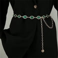 thumbnail image 4 of Topboutique Chain Belt Women Metal Waist Belt Green Metal Link Western Cowgirl Turquoise Chain Belt for Dress Emerald Adjustable Chunky Belt Chain,1 Pc, 4 of 8