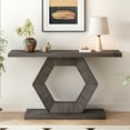 thumbnail image 2 of Harper & Bright Designs Irregular Wood Console Table , Unique Narrow Entryway Table with Innovative Hollow Hexagon Leg Structure for Hallway and Entryway , Natural, 2 of 8