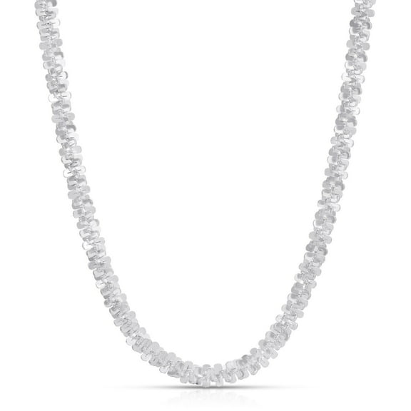 925 Sterling Silver Diamond Cut Margarita Sparkle Rock Chain Necklace 3.50mm