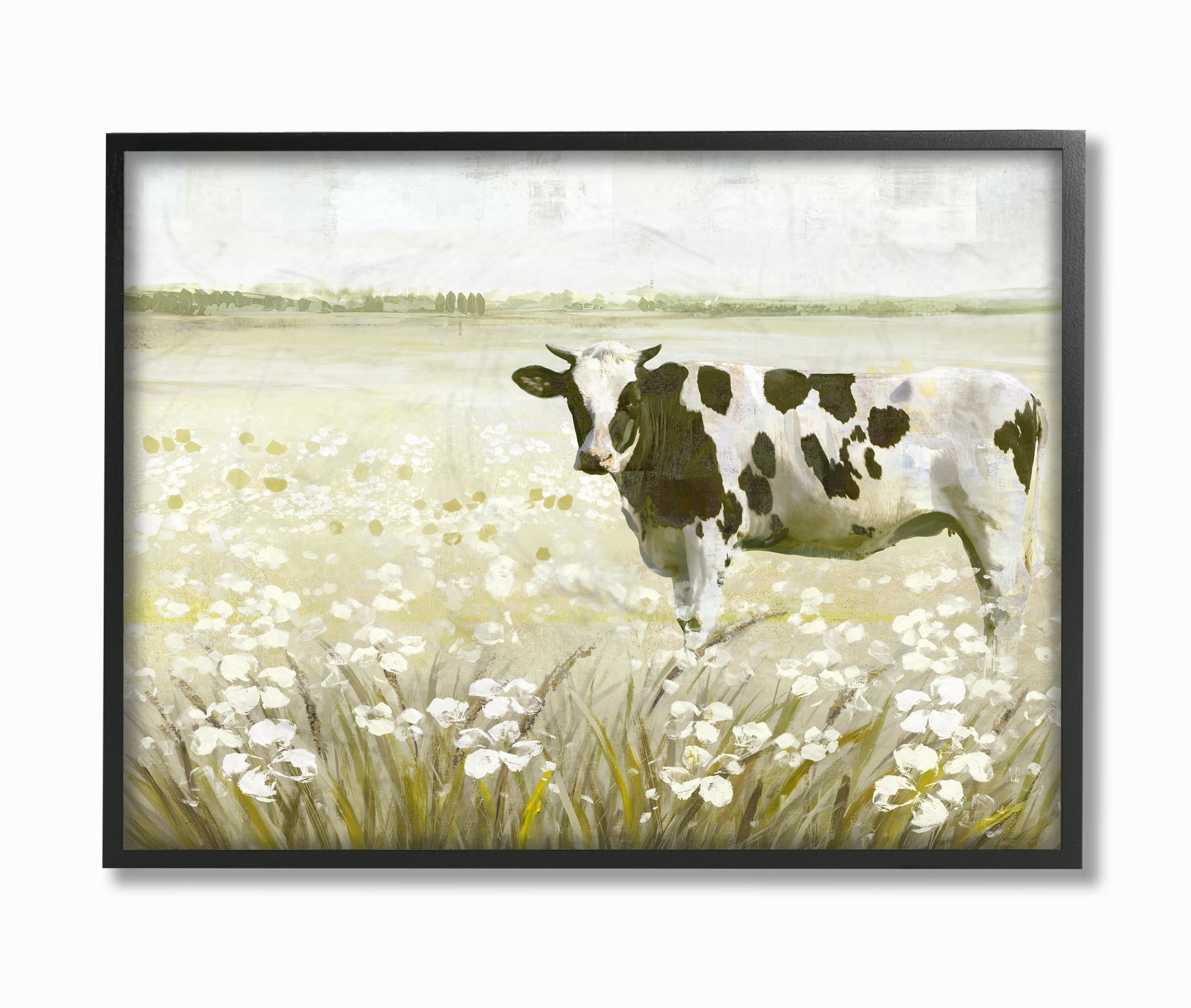 Stupell Industries Cow In Pasture Green Landscape Animal Painting