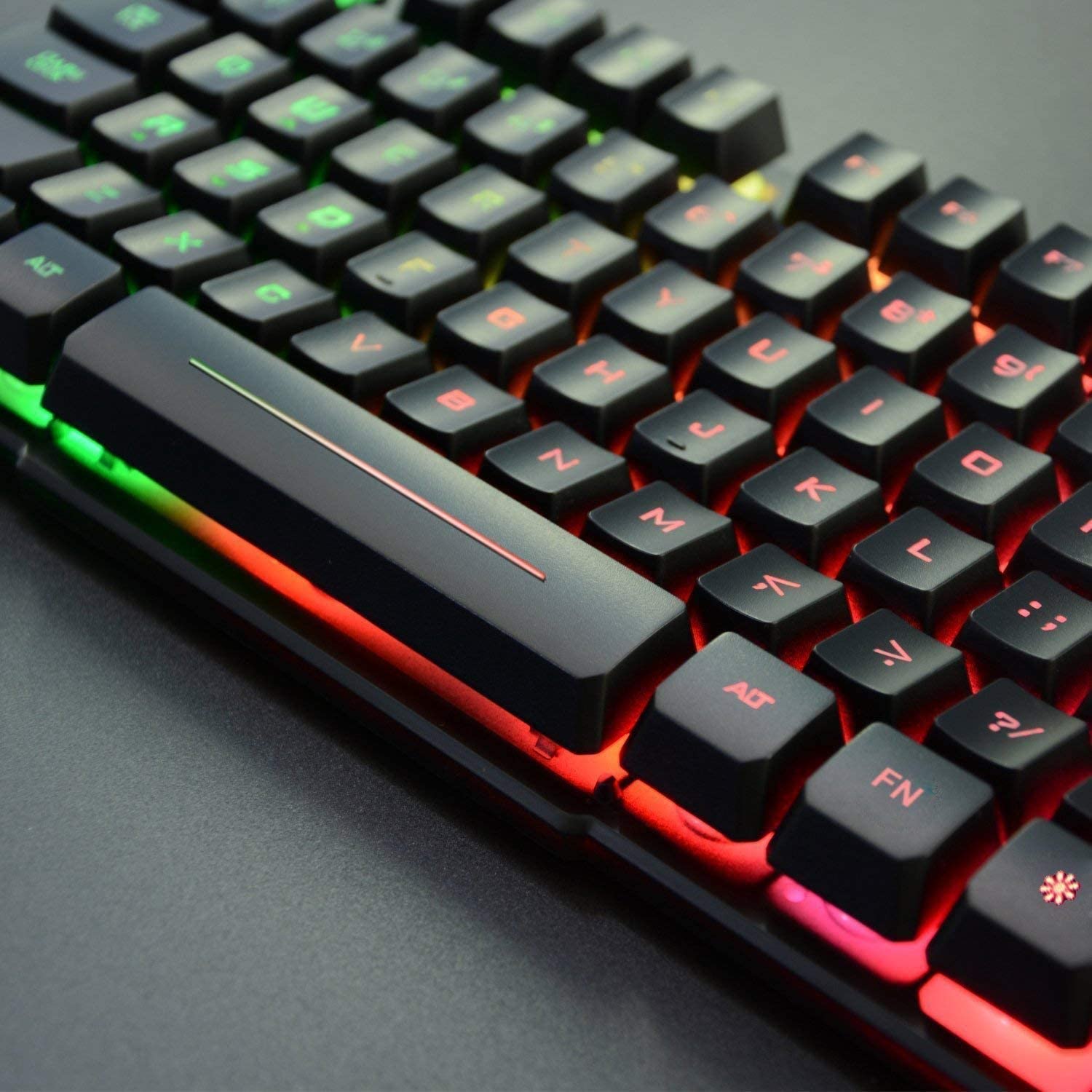 Rii RK100+ Multiple Color Rainbow LED Backlit Large Size USB Wired Mechanical Feeling Multimedia PC Gaming Keyboard,Office Keyboard for Working or Primer Gaming,Office Device (US Layout) - image 4 of 7