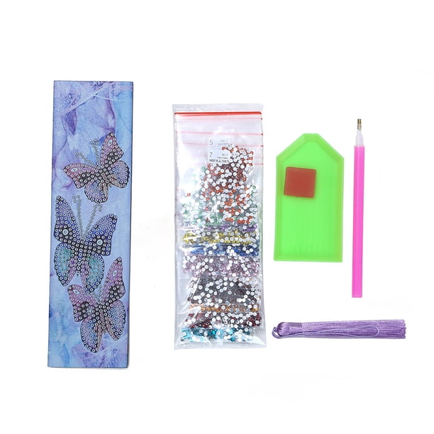Bewildely Marcapáginas con pintura de diamantes 5D DIY, decoración de borlas de cuero, marca de libro para el Día de San Valentín, graduación, Artesanía Mariposa Bewildely HA003279-04