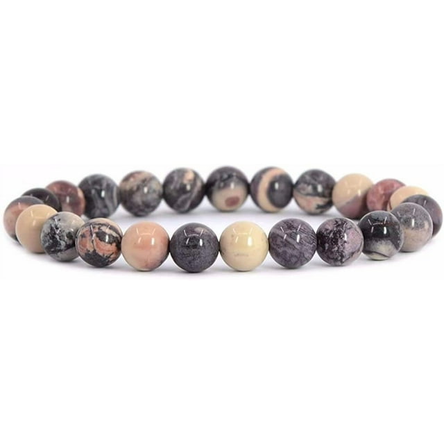 Bracelet Extensible Unisexe en Perles Rondes de 8 mm avec Pierre Précieuse de Jaspe Natural Exotica 7 Pouces
