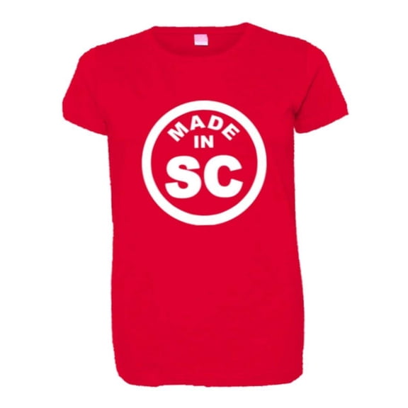 PleaseMeTees™ Womens Born Made In South Carolina SC Logo Label HQ Tee