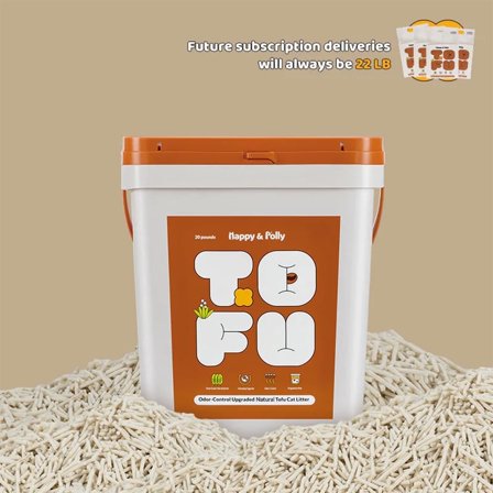 Happy & Polly Natural Tofu Clumping Cat Litter, Breathable Clean, 20 lb bucket