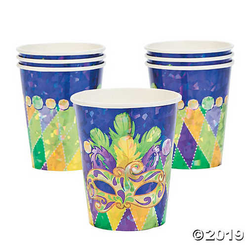 12 Pack Fun Express Deluxe Mardi Gras Plastic Cups 12 ounce Toys