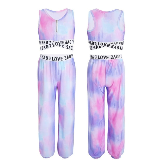 Renvena Girls Activewear Set Crop Top With Booty Short Set Yoga Gymnastics Dance Outfits Swimsuit