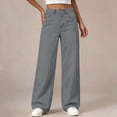 thumbnail image 2 of Nekdswn Girls Barrel Pants Elastic Waist Baggy Wide Leg Faux Denim Pants Solid Color High Stretch Loose Chinos Casual Y2k Streetwear Trousers, 2 of 8
