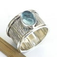 thumbnail image 3 of Natural Aquamarine Ring, 925 Sterling Silver, Textured Ring, Oval Shape Gemstone, Wide Band Ring, Designer Ring, Blue Gemstone, Gift For Him, 3 of 5