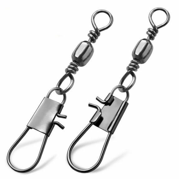 100Pcs Barrel Swivel with Interlock Snap Stainless Steel Cross Snap Sea Fishing