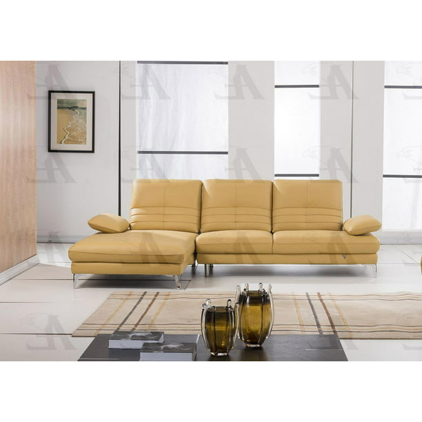 Yellow Sectional Sofa Chaise Lhc It, Yellow Leather Sectional