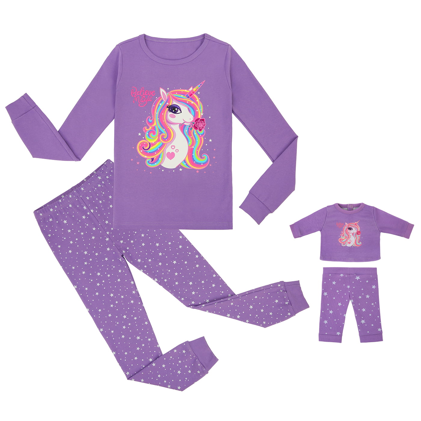 Matching Pajamas for Girl and Dollie / Fitted Long Sleeve PJ's Choose Design Pink Stripe Doll & Me PJ Sets Kleding Meisjeskleding Pyjamas & Badjassen Pyjama 
