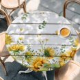 thumbnail image 4 of Sunflower Round Tablecloth 45-54 Inch Round Fitted Table Cloth with Elastic Edge, Summer Eucalyptus Botanical Floral Retro Waterproof Table Cover Protector for Outdoor Picnic Party Dining, 4 of 9