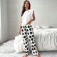 thumbnail image 4 of Conjuntos de pijamas con estampado de amor para mujer, ropa de dormir de moda coreana para dormir, pantalones de manga corta, traje informal para casa, primavera y otoño, 4 of 5