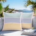 thumbnail image 5 of Color Blocks Outdoor Pillow Covers Set of 2 Light Green Purple Yellow Stripes Simple Waterproof Throw Pillow Case Decorative Square Cushion Cover for Patio Couch Garden Balcony, 20"x20", 5 of 9