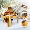 thumbnail image 4 of Juego de platos tipo buffet para rozaduras ROVSUN, 6 litros, redondos, de acero inoxidable dorado, 4 of 8