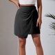 thumbnail image 1 of Falda corta de algodón para mujer Nudo frontal Falda elegante Cremallera Media falda corta simple FLhrweasw Nuevo, 1 of 7