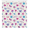 thumbnail image 3 of Ambesonne Feminine Shower Curtain, Bowtie Ladybird Cat Fun, 69"Wx70"L, Fuchsia and Blue, 3 of 3
