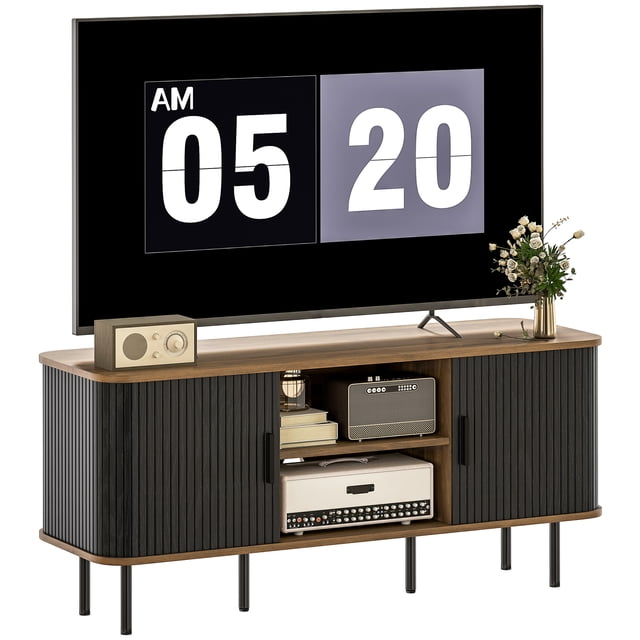 HOMCOM TV Stand Cabinet for TVs up to 55 Inches with Storage, Black