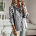 thumbnail image 3 of ZANKLEY Shirts for Women Long Sleeve Shirt Button Down Loose Outfits Blouse Tops, 3 of 11