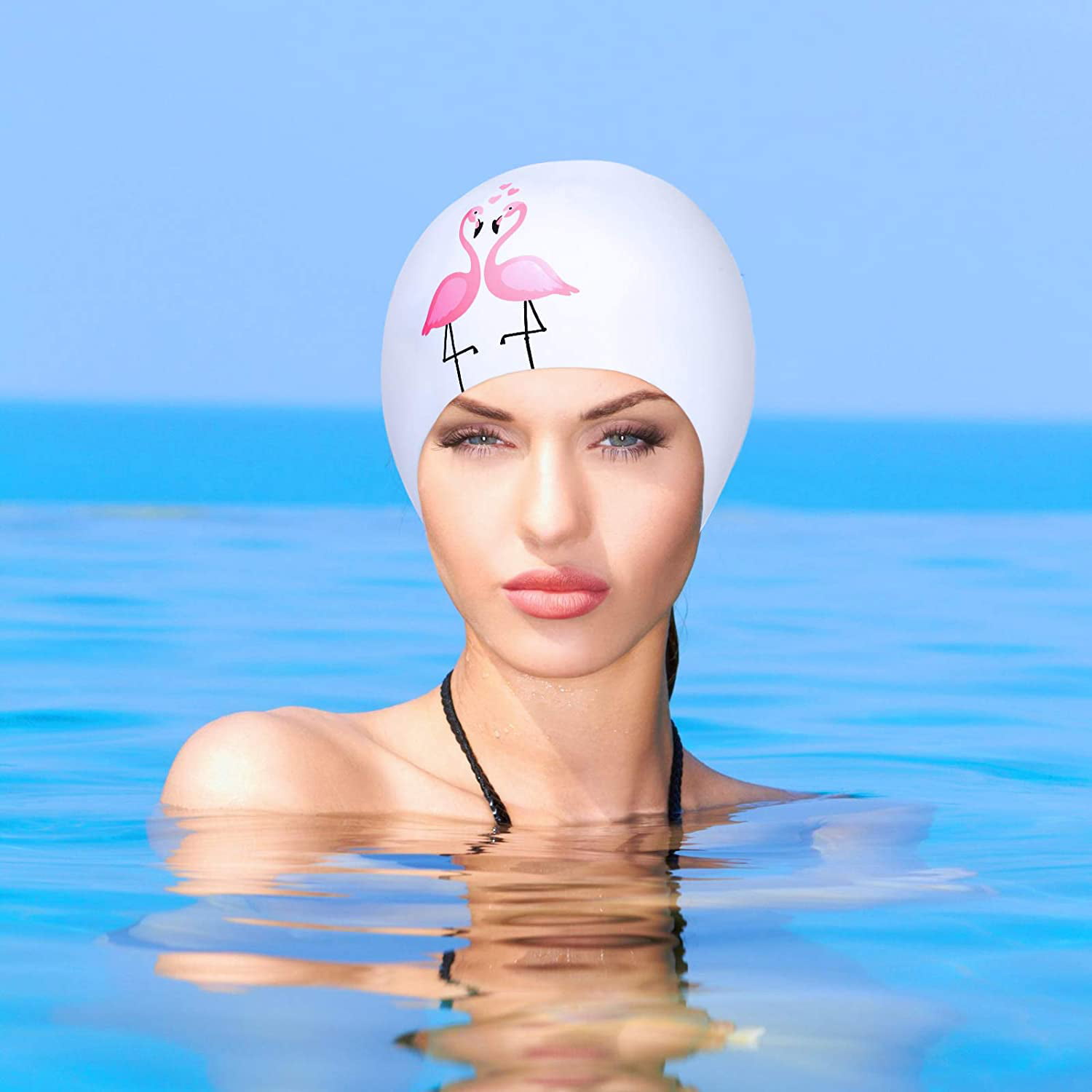 Unisex Fashion Printing Swimming Cap Waterproof Silicone Swiming Pool Hat Cnsdm 