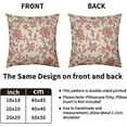 thumbnail image 4 of Coral Pink Floral Block Print Pillow Covers 16x16 Set of 2 Rustic Old Style Modern Vintage Flower Pattern Cream Decorative Throw Pillow Cases Outdoor Farmhouse Decoration for Sofa Couch Bed, 4 of 6