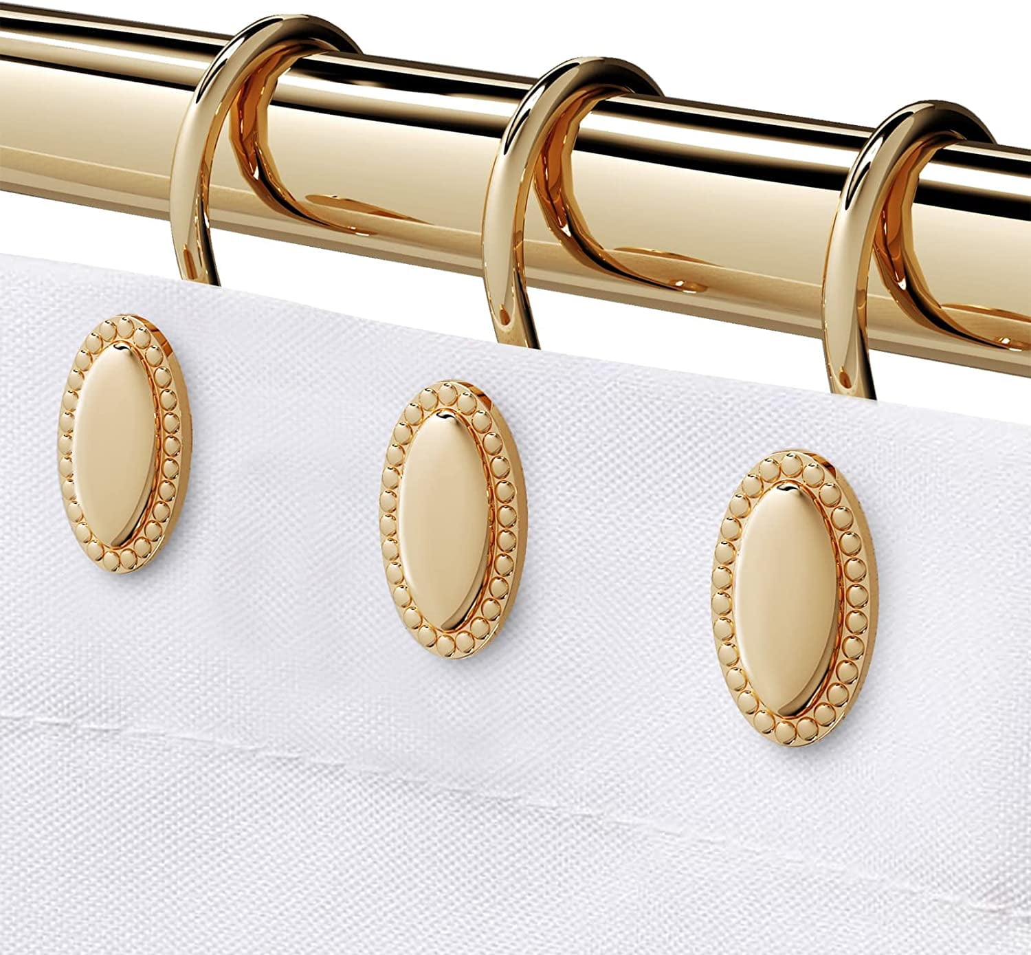 Brass Gold Shower Curtain Hooks, Decorative Shower Curtain Rings, Rust