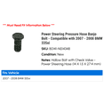 thumbnail image 2 of Power Steering Pressure Hose Banjo Bolt - Compatible with 2007 - 2008 BMW 335xi, 2 of 2