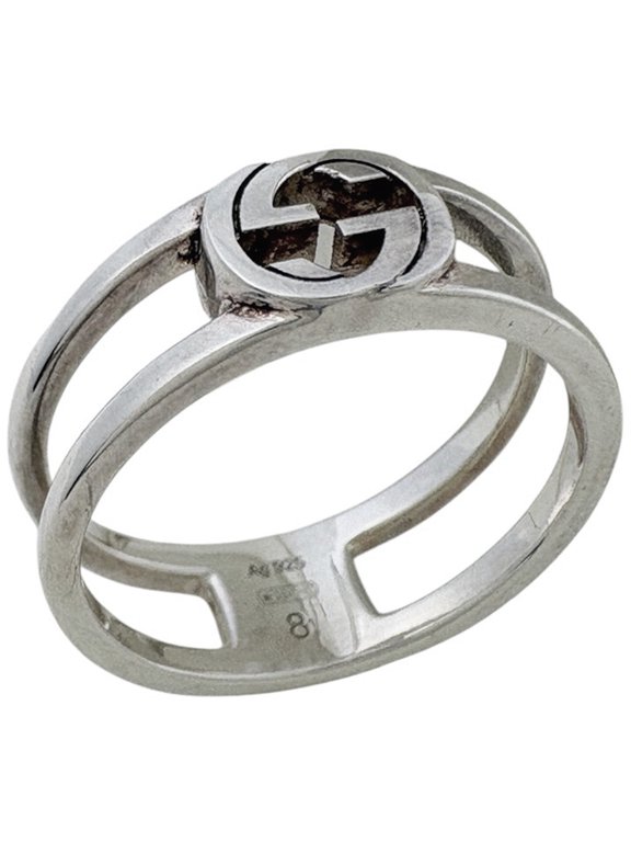 Pre-Owned Gucci Interlocking G Ring, Sterling Silver 925, Women's Ring