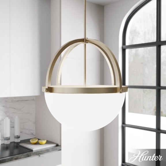 Hunter - Wedgefield 4-light Alturas Gold, Large Pendant Light, Dimmable, Formal Style, Sphere Shaped, for Bedrooms, Dining, Living Rooms - 19238
